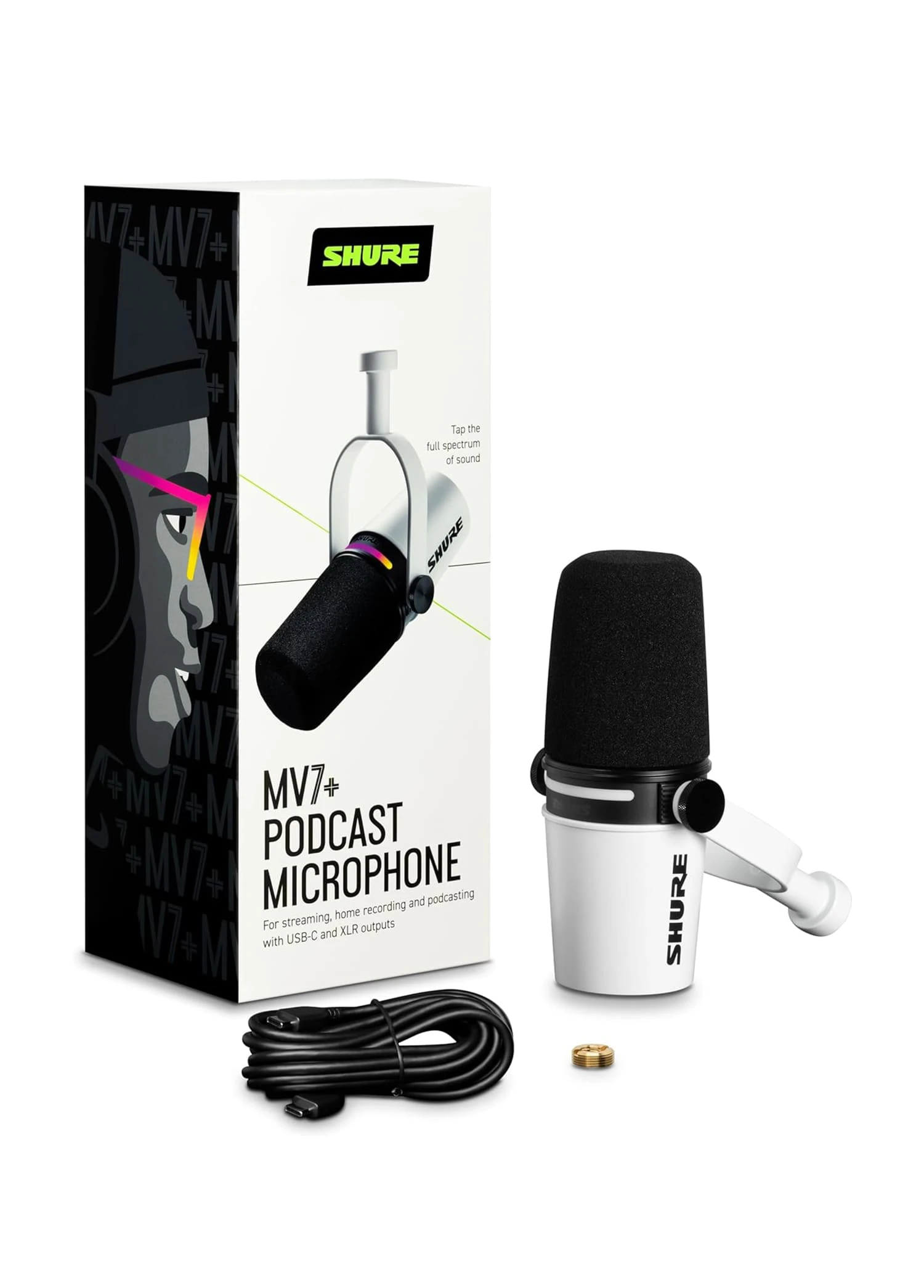 Shure MV7+ Dinamik Podcast Mikrofonu (BEYAZ) | Sesçi Baba